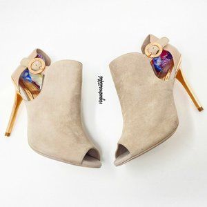 Ted Baker Sandrose Suede Peep Toe Heeled Booties